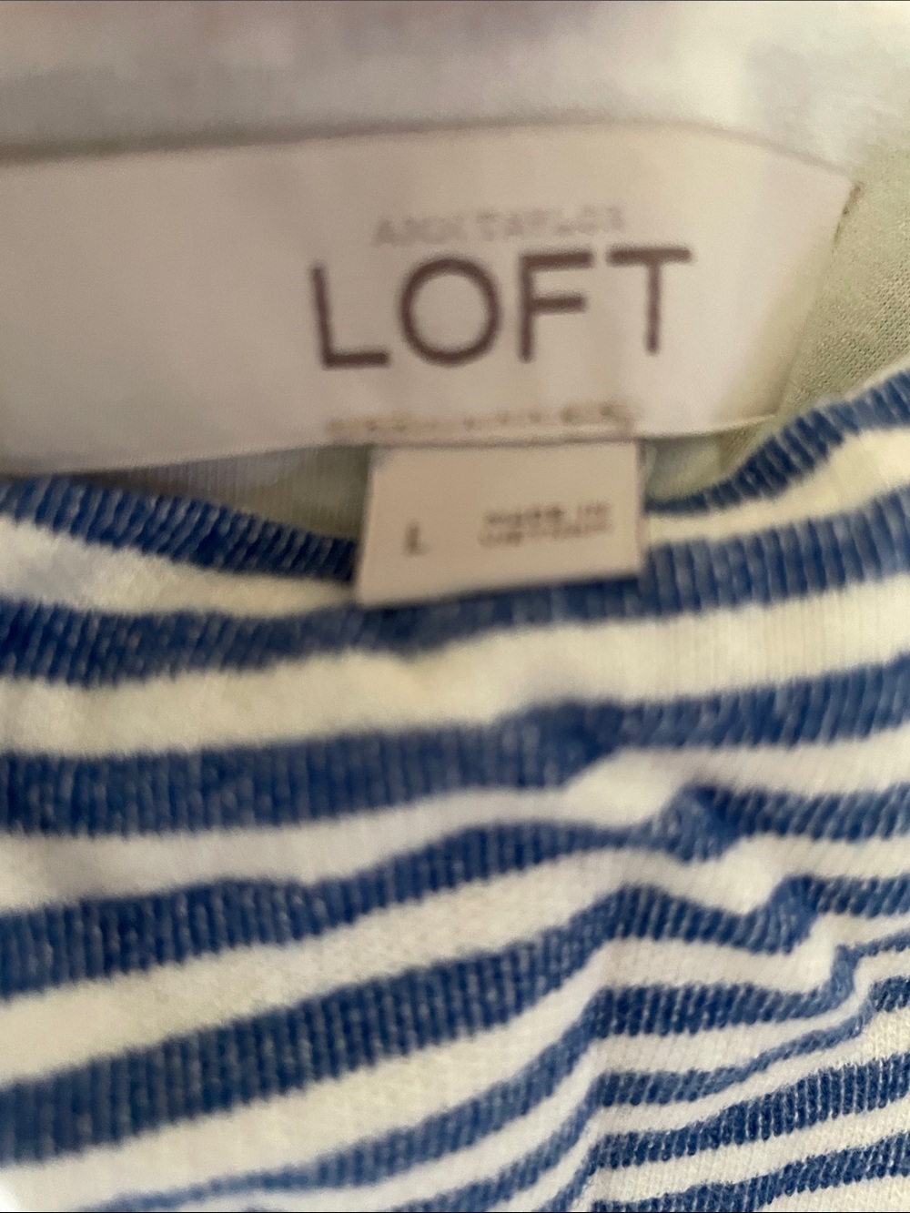 LOFT 100% Cotton Knit Blue and White Striped Dress - Picture 2 of 4